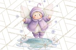 Chubby Winter Fairy PNG, Miniature Watercolor Winter Fairies Product Image 5