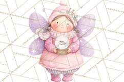 Chubby Winter Fairy PNG, Miniature Watercolor Winter Fairies Product Image 2