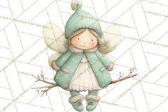Chubby Winter Fairy PNG, Miniature Watercolor Winter Fairies Product Image 5