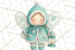 Chubby Winter Fairy PNG, Miniature Watercolor Winter Fairies Product Image 3