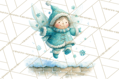 Chubby Winter Fairy PNG, Miniature Watercolor Winter Fairies Product Image 4