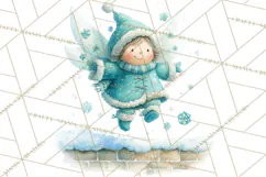 Chubby Winter Fairy PNG, Miniature Watercolor Winter Fairies Product Image 4