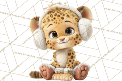 Winter Safari Baby Animals Clipart PNG Cute Holiday Clip Art Product Image 3
