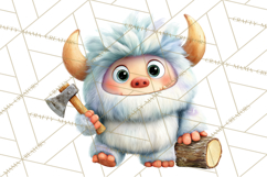 Snow Monster Clipart PNG Cute Winter Yeti Frost Gnome Art Product Image 3