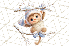 Winter Safari Baby Animals Clipart PNG Cute Holiday Clip Art Product Image 5