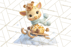 Winter Safari Baby Animals Clipart PNG Cute Holiday Clip Art Product Image 3