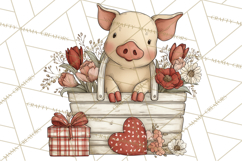Valentine Farm Animal Clipart Pastel Country Watercolor PNG Product Image 3