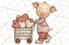Valentine Farm Animal Clipart Pastel Country Watercolor PNG Product Image 5