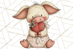Valentine Farm Animal Clipart Pastel Country Watercolor PNG Product Image 2