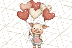 Valentine Farm Animal Clipart Pastel Country Watercolor PNG Product Image 3