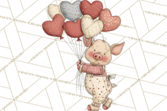 Valentine Farm Animal Clipart Pastel Country Watercolor PNG Product Image 4