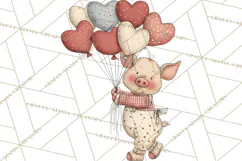 Valentine Farm Animal Clipart Pastel Country Watercolor PNG Product Image 4