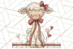 Valentine Farm Animal Clipart Pastel Country Watercolor PNG Product Image 5