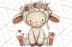 Valentine Farm Animal Clipart Pastel Country Watercolor PNG Product Image 2