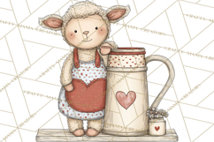 Valentine Farm Animal Clipart Pastel Country Watercolor PNG Product Image 3