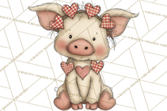 Valentine Farm Animal Clipart Pastel Country Watercolor PNG Product Image 4
