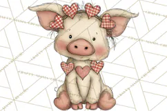 Valentine Farm Animal Clipart Pastel Country Watercolor PNG Product Image 4