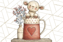 Valentine Farm Animal Clipart Pastel Country Watercolor PNG Product Image 5