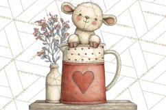 Valentine Farm Animal Clipart Pastel Country Watercolor PNG Product Image 5