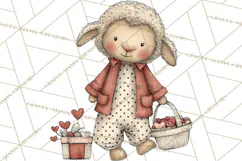 Valentine Farm Animal Clipart Pastel Country Watercolor PNG Product Image 2