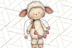 Valentine Farm Animal Clipart Pastel Country Watercolor PNG Product Image 3