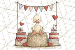 Valentine Farm Animal Clipart Pastel Country Watercolor PNG Product Image 3