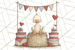 Valentine Farm Animal Clipart Pastel Country Watercolor PNG Product Image 3