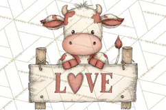 Valentine Farm Animal Clipart Pastel Country Watercolor PNG Product Image 5