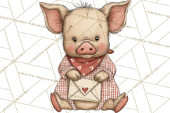 Valentine Farm Animal Clipart Pastel Country Watercolor PNG Product Image 3