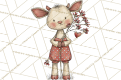 Valentine Farm Animal Clipart Pastel Country Watercolor PNG Product Image 4