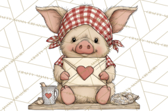 Valentine Farm Animal Clipart Pastel Country Watercolor PNG Product Image 2