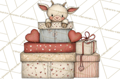 Valentine Farm Animal Clipart Pastel Country Watercolor PNG Product Image 4