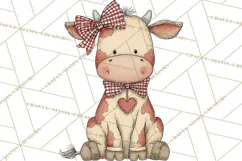 Valentine Farm Animal Clipart Pastel Country Watercolor PNG Product Image 2