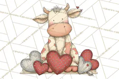 Valentine Farm Animal Clipart Pastel Country Watercolor PNG Product Image 2