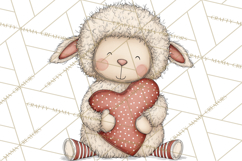Valentine Farm Animal Clipart Pastel Country Watercolor PNG Product Image 3