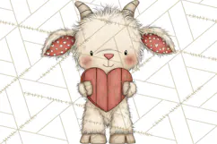 Valentine Farm Animal Clipart Pastel Country Watercolor PNG Product Image 4