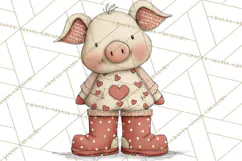 Valentine Farm Animal Clipart Pastel Country Watercolor PNG Product Image 4