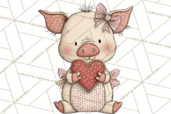 Valentine Farm Animal Clipart Pastel Country Watercolor PNG Product Image 5