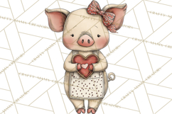 Valentine Farm Animal Clipart Pastel Country Watercolor PNG Product Image 2