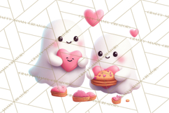 Adorable Valentine Ghosts Cute Ghost Bakery Clipart Heart Product Image 5