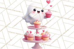 Adorable Valentine Ghosts Cute Ghost Bakery Clipart Heart Product Image 3