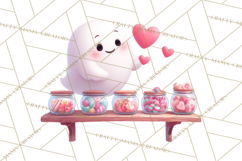 Adorable Valentine Ghosts Cute Ghost Bakery Clipart Heart Product Image 3