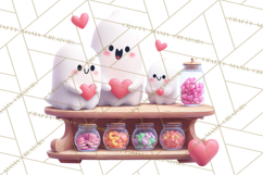 Adorable Valentine Ghosts Cute Ghost Bakery Clipart Heart Product Image 4