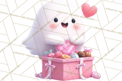 Adorable Valentine Ghosts Cute Ghost Bakery Clipart Heart Product Image 2