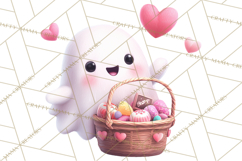 Adorable Valentine Ghosts Cute Ghost Bakery Clipart Heart Product Image 3