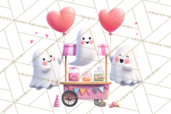 Adorable Valentine Ghosts Cute Ghost Bakery Clipart Heart Product Image 5