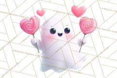 Adorable Valentine Ghosts Cute Ghost Bakery Clipart Heart Product Image 2