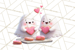 Adorable Valentine Ghosts Cute Ghost Bakery Clipart Heart Product Image 4