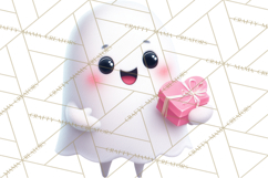 Adorable Valentine Ghosts Cute Ghost Bakery Clipart Heart Product Image 2