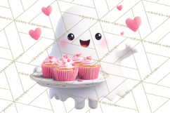 Adorable Valentine Ghosts Cute Ghost Bakery Clipart Heart Product Image 2